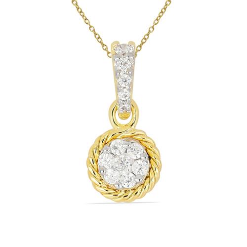 BUY 14K GOLD NATURAL WHITE DIAMOND GEMSTONE HALO PENDANT